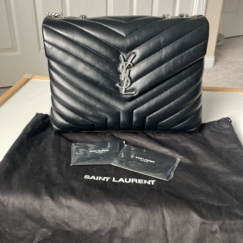 Saint Laurent 2021 Medium Loulou Bag Black with Silver Hardware